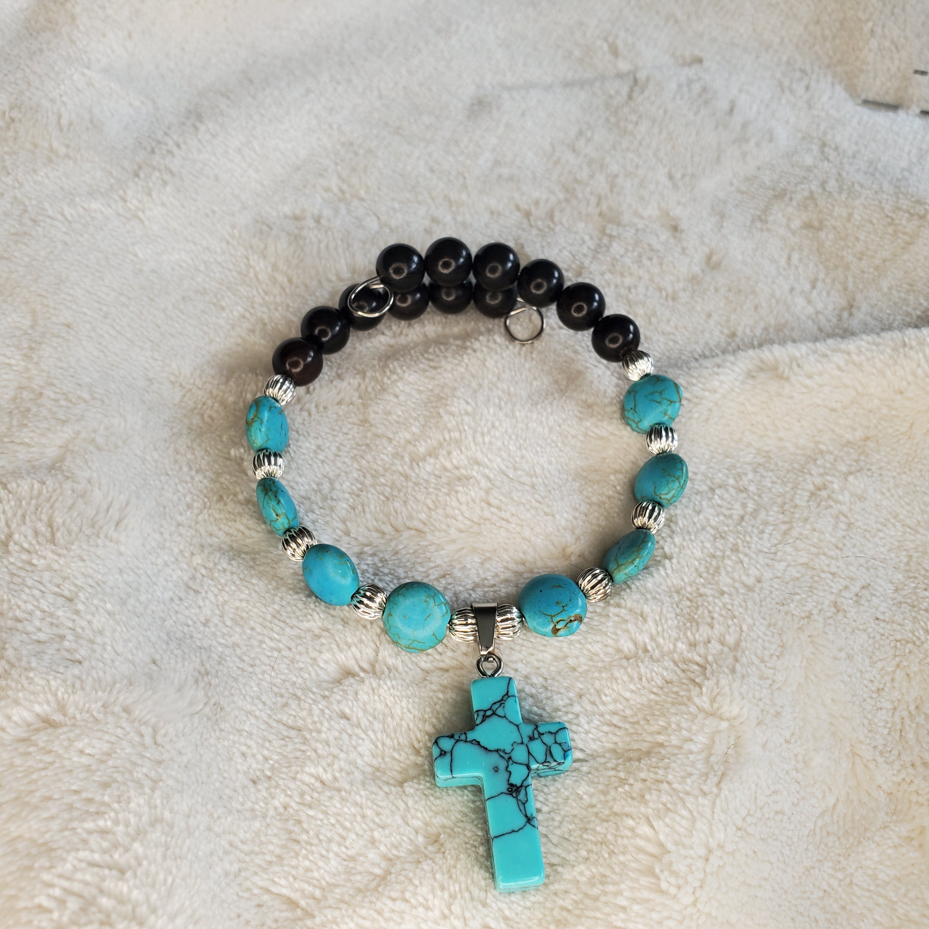 Turquoise Stone Cross Bracelet (MW)