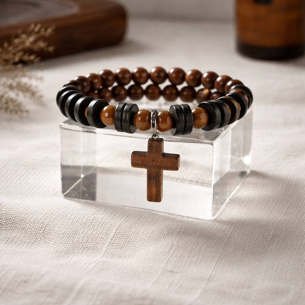 Tigers Eye Stone Cross Bracelet (MW)