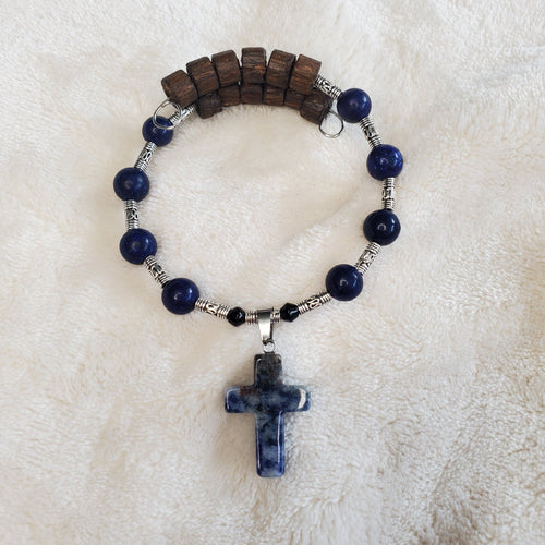 Blue Crazy Agate Stone Bracelet (MW) | Mamabug ReCreations - Artisan Jewelry