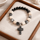 Gray Lace Agate Stone Cross Bracelet (MW) | Mamabug ReCreations - Artisan Jewelry