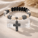 Gray Lace Agate Stone Cross Bracelet (MW) | Mamabug ReCreations - Artisan Jewelry
