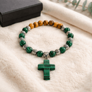 Green Malachite Stone Cross Bracelet (MW) | Mamabug ReCreations - Artisan Jewelry