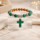 Green Malachite Stone Cross Bracelet (MW) | Mamabug ReCreations - Artisan Jewelry