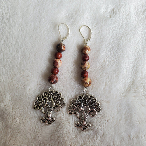 Tree of Life Earrings - Jasper and Wood | Mamabug ReCreations - Artisan Jewelry