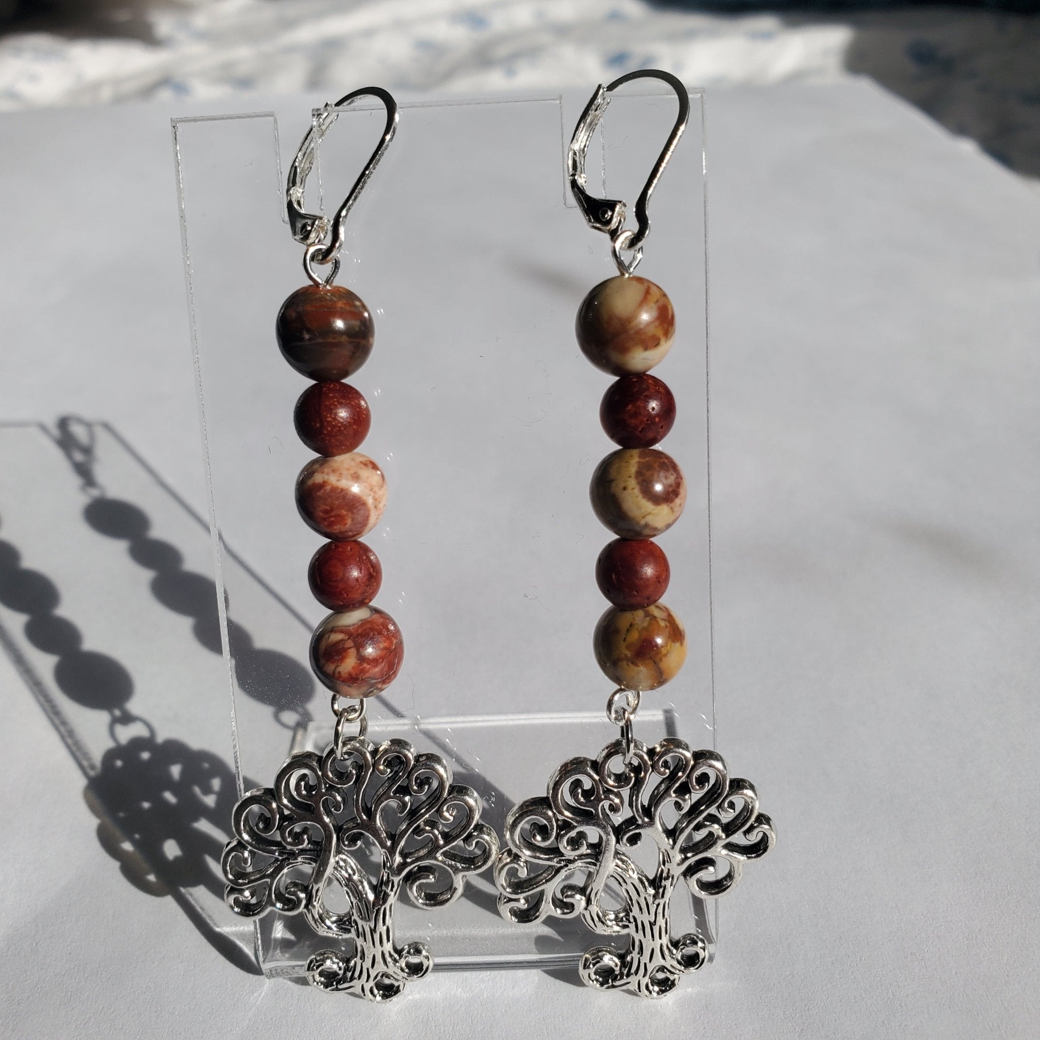 Tree of Life Earrings - Jasper and Wood | Mamabug ReCreations - Artisan Jewelry