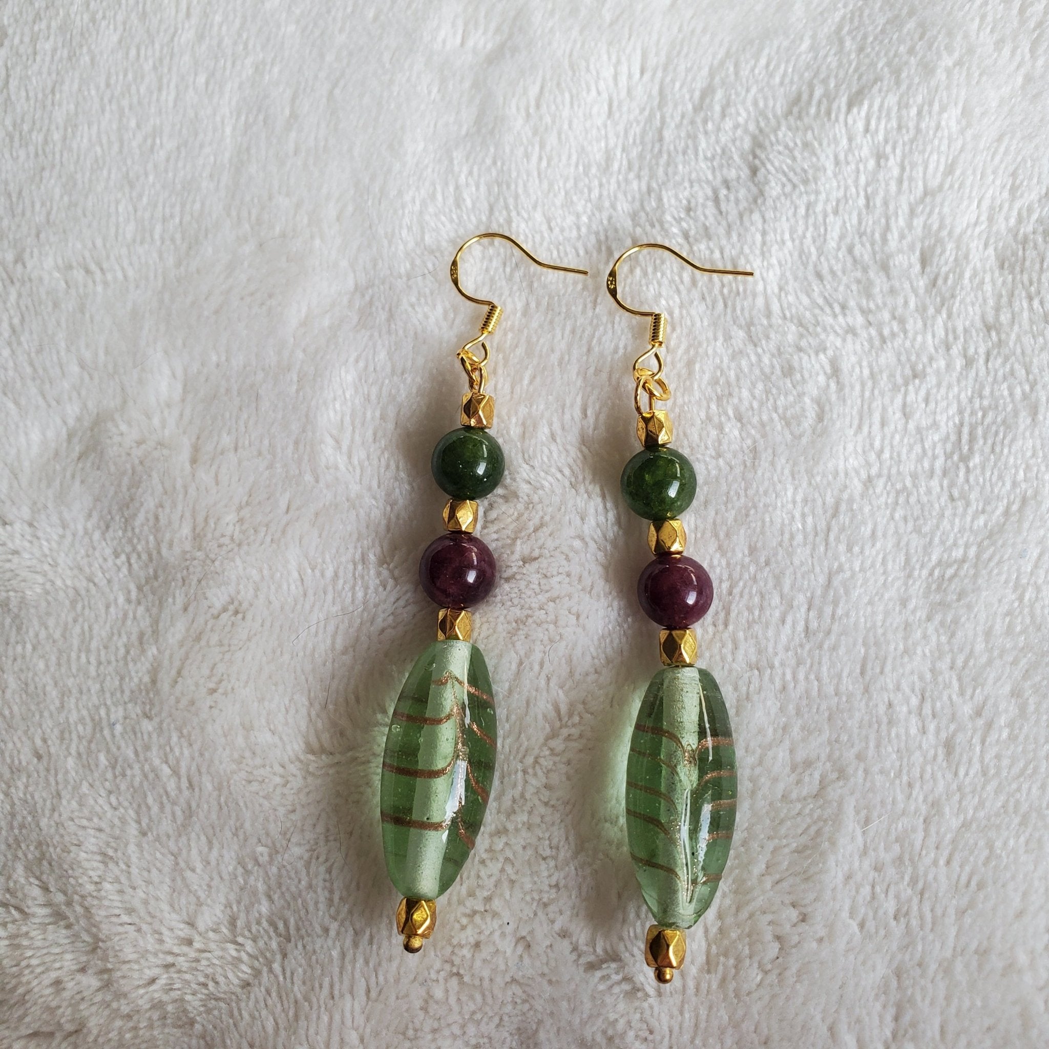 Green Lampwork Earrings | Mamabug ReCreations - Artisan Jewelry