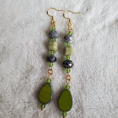 Green Geometric Earrings | Mamabug ReCreations - Artisan Jewelry
