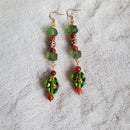 Long Green Dangle Earrings | Mamabug ReCreations - Artisan Jewelry