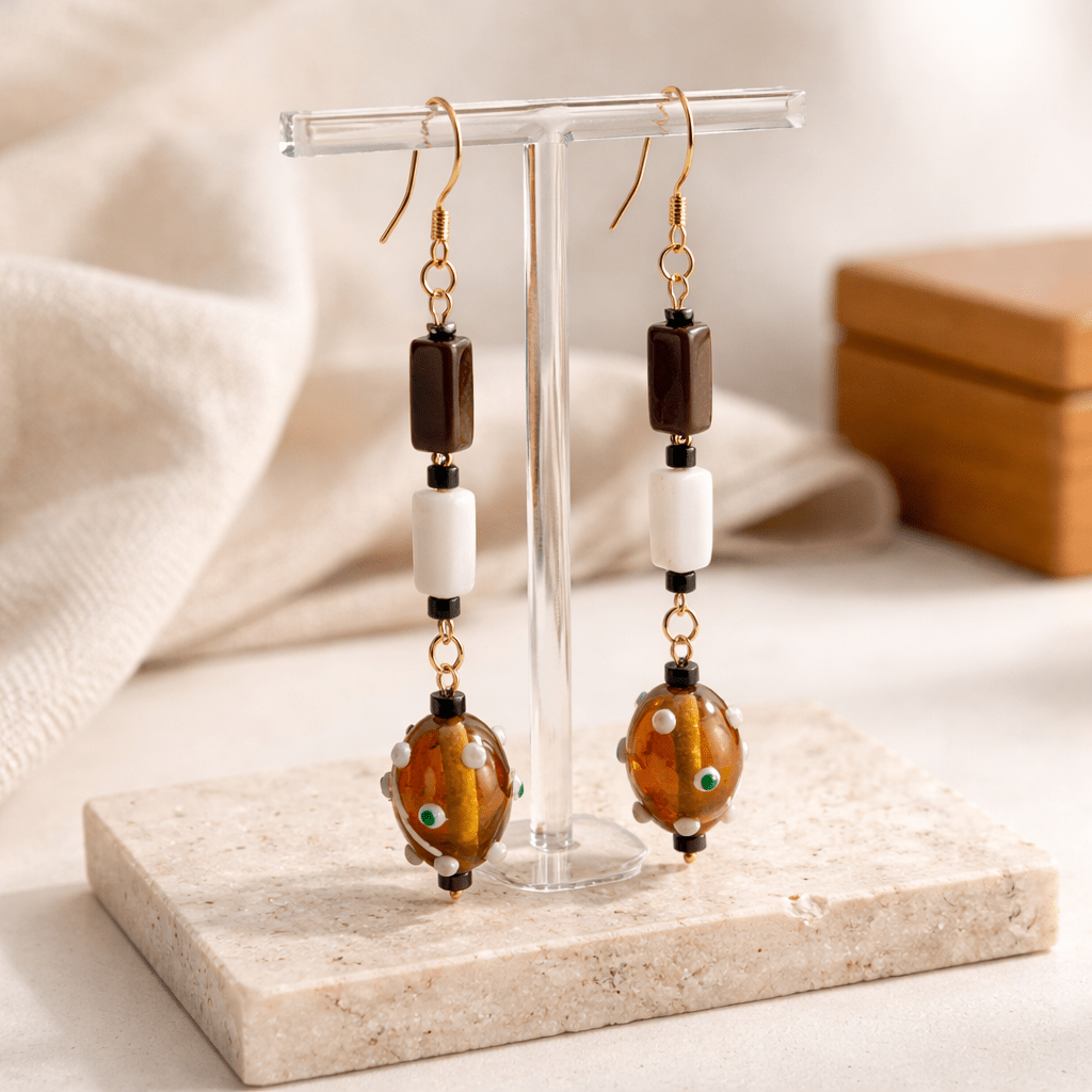 Long Brown Dangle Earrings
