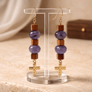 Gold Cross Earrings - Purple and Red | Mamabug ReCreations - Artisan Jewelry