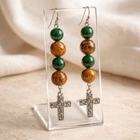 Silver Filigree Cross Earrings