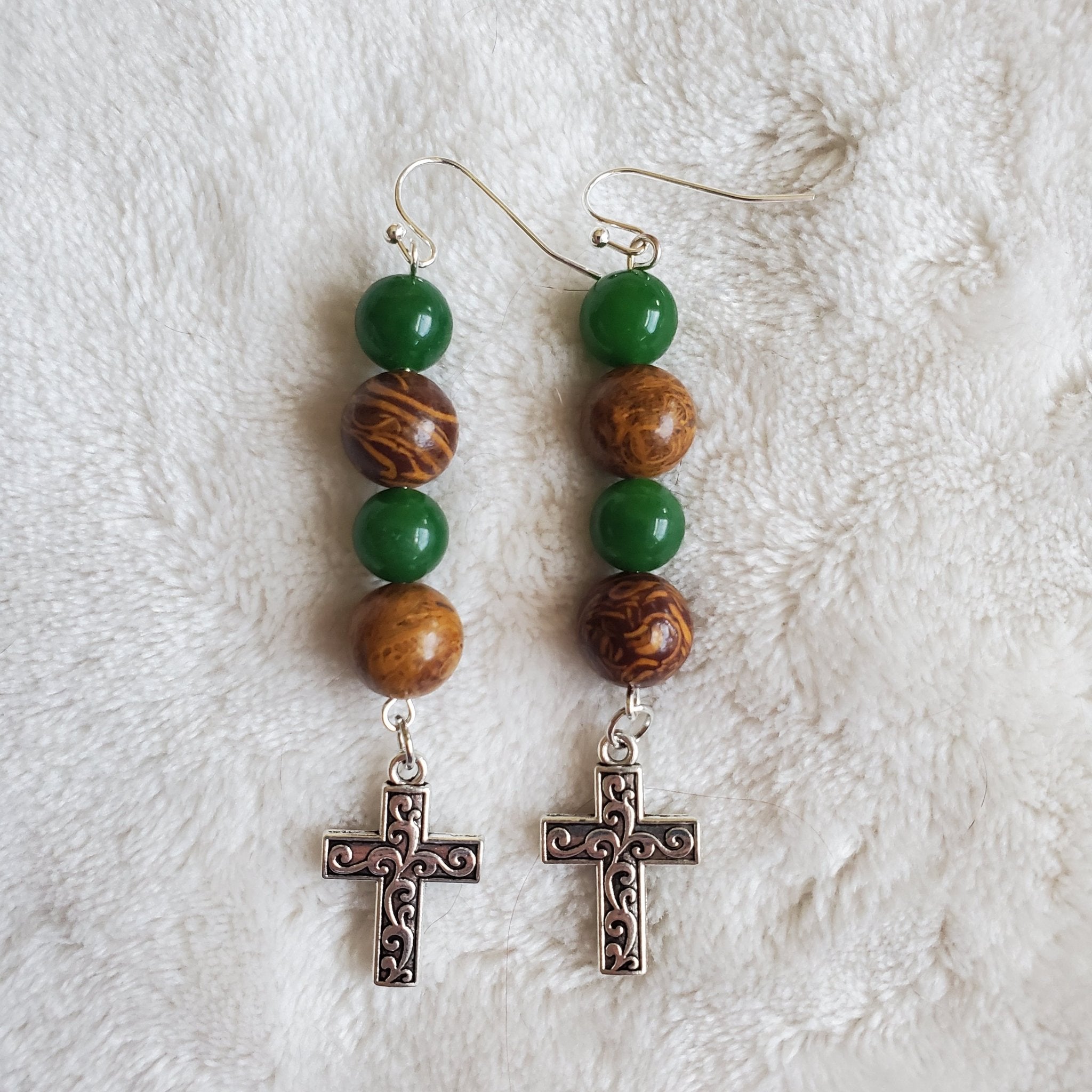 Silver Filigree Cross Earrings | Mamabug ReCreations - Artisan Jewelry