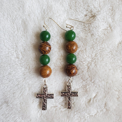 Silver Filigree Cross Earrings | Mamabug ReCreations - Artisan Jewelry
