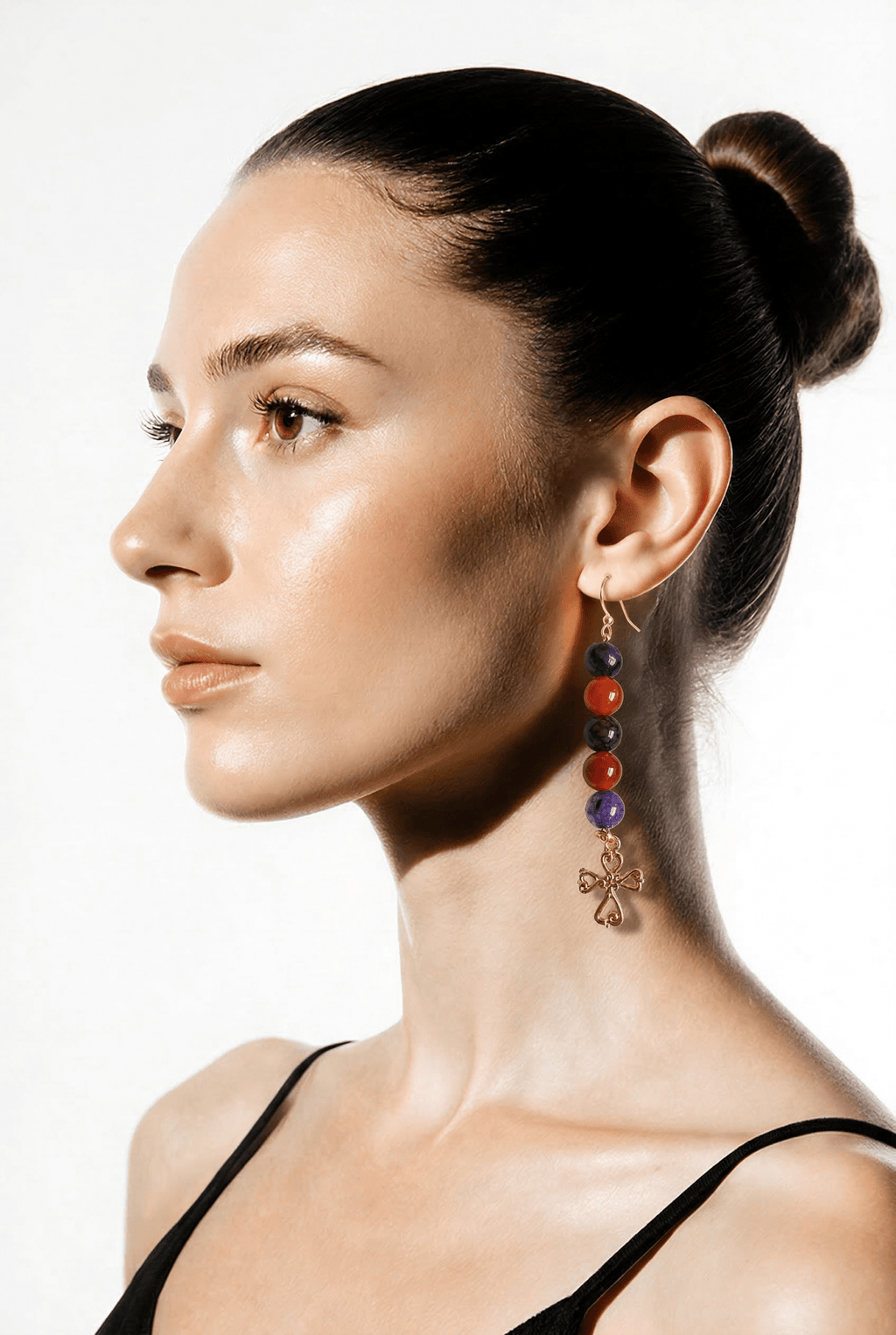Gold Heart Knot Cross Earrings