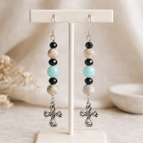 Silver Heart Knot Cross Earrings | Mamabug ReCreations - Artisan Jewelry
