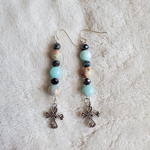 Silver Heart Knot Cross Earrings | Mamabug ReCreations - Artisan Jewelry