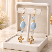 Gold Filigree Cross Earrings