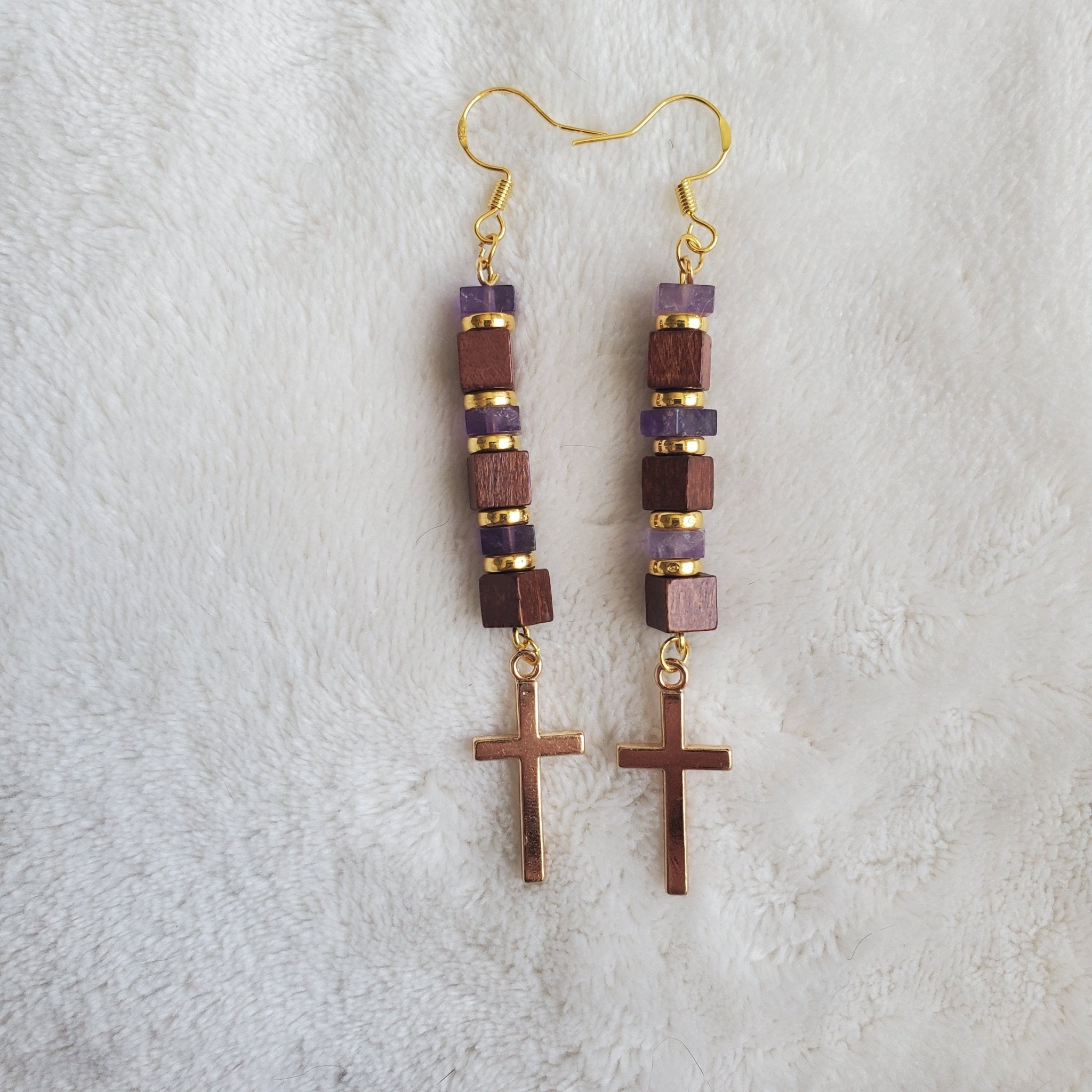 Classic Gold Cross Earrings | Mamabug ReCreations - Artisan Jewelry