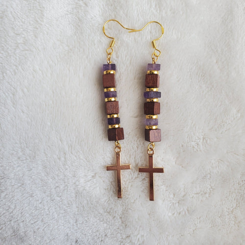 Classic Gold Cross Earrings | Mamabug ReCreations - Artisan Jewelry