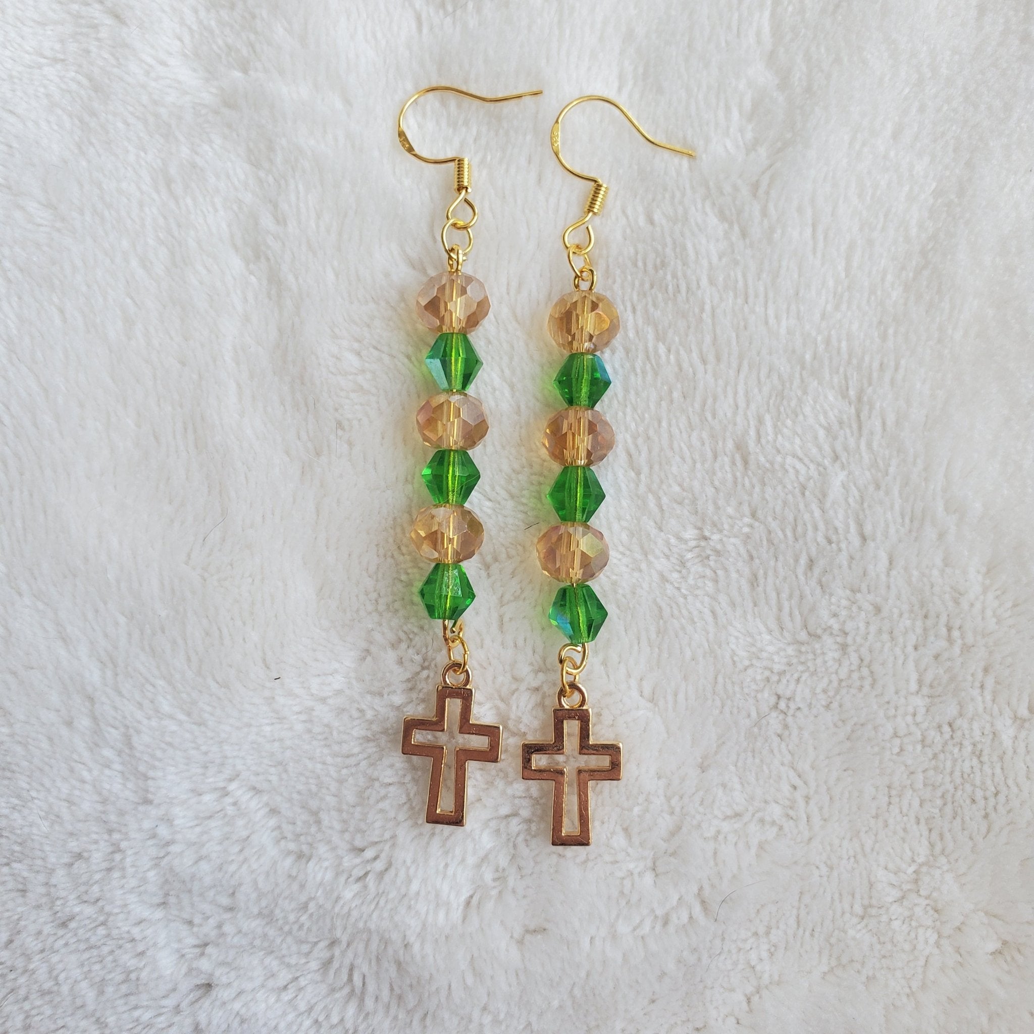 Classic Gold Cross Outline Earrings | Mamabug ReCreations - Artisan Jewelry