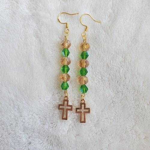 Classic Gold Cross Outline Earrings | Mamabug ReCreations - Artisan Jewelry