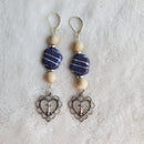 Silver Lacy Heart with Cross Earrings | Mamabug ReCreations - Artisan Jewelry