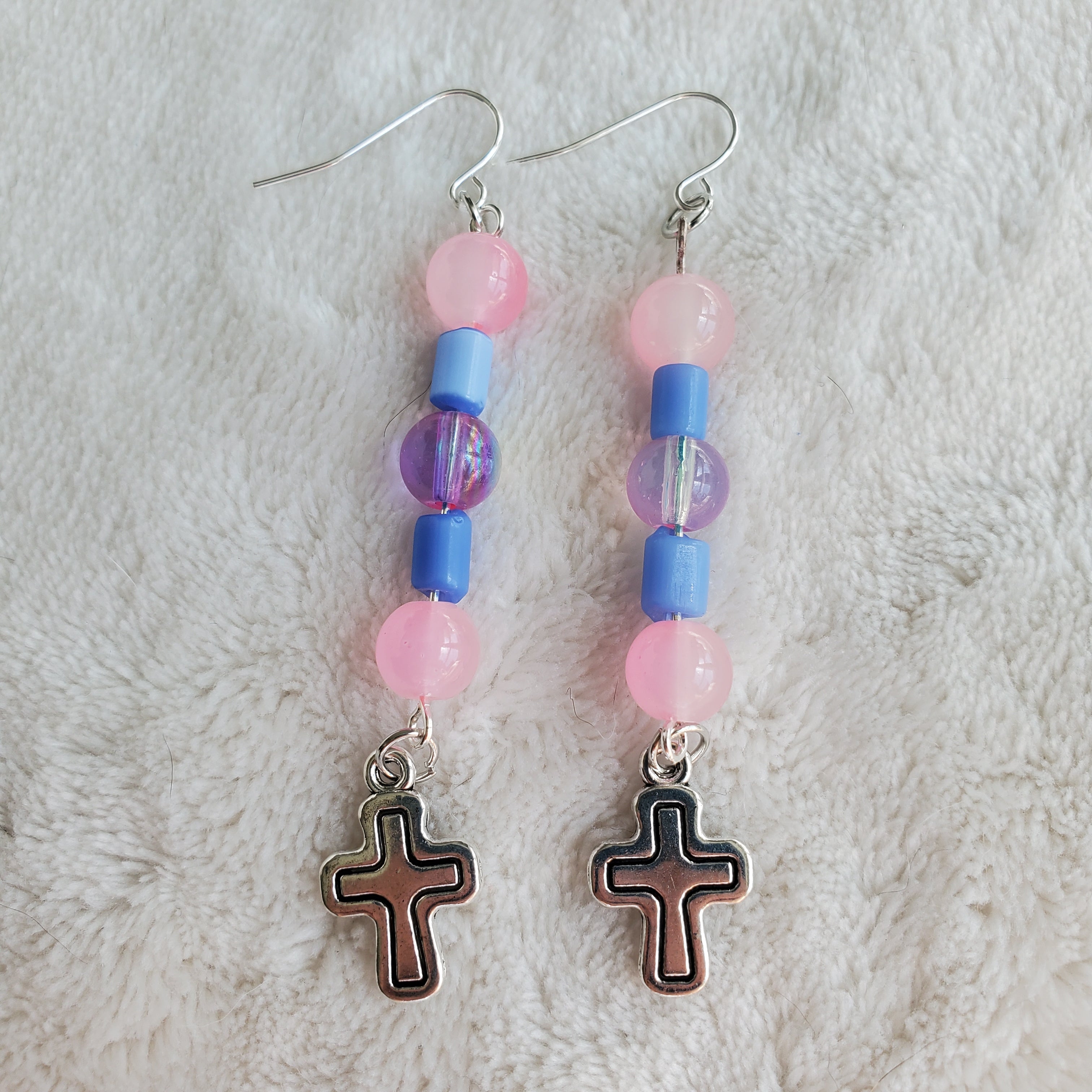 Simple Silver Cross Earrings