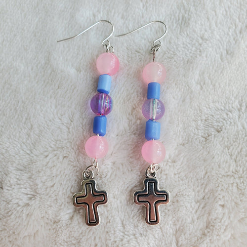 Simple Silver Cross Earrings | Mamabug ReCreations - Artisan Jewelry
