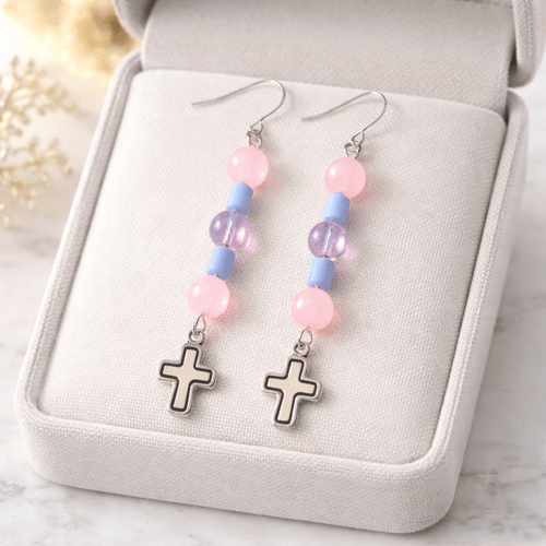 Simple Silver Cross Earrings | Mamabug ReCreations - Artisan Jewelry