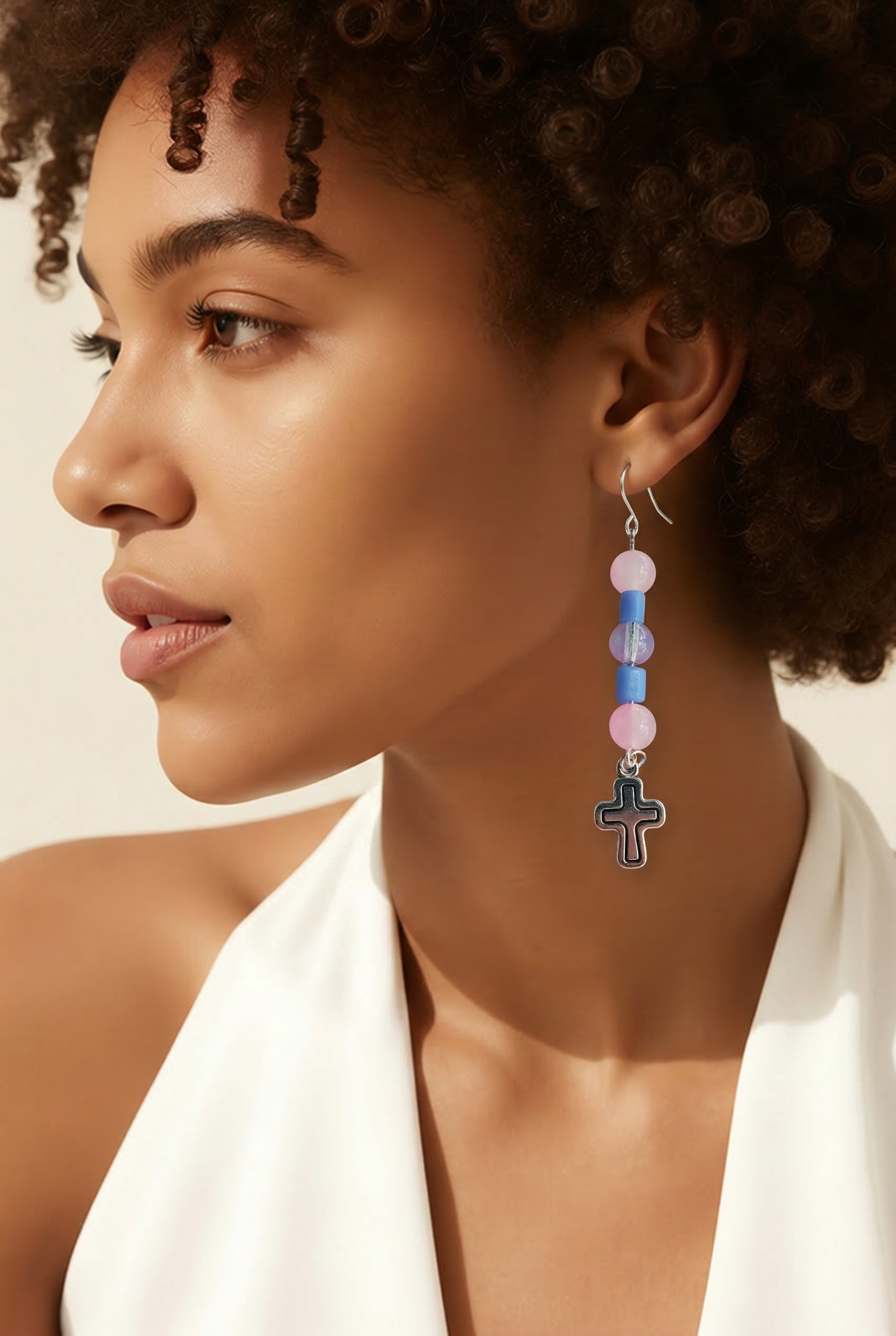 Simple Silver Cross Earrings