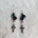 Silver Studded Cross Earrings | Mamabug ReCreations - Artisan Jewelry