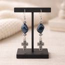 Silver Studded Cross Earrings | Mamabug ReCreations - Artisan Jewelry