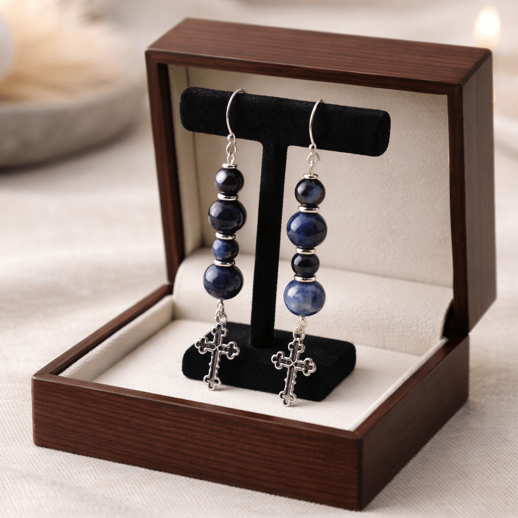 Silver Gothic Cross Earrings