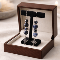 Silver Gothic Cross Earrings