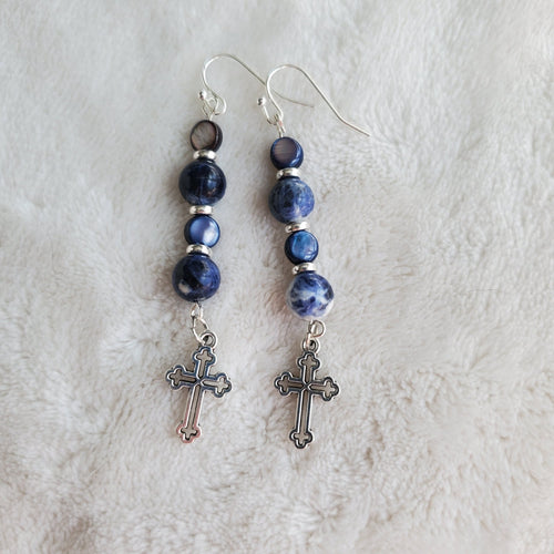 Silver Gothic Cross Earrings | Mamabug ReCreations - Artisan Jewelry