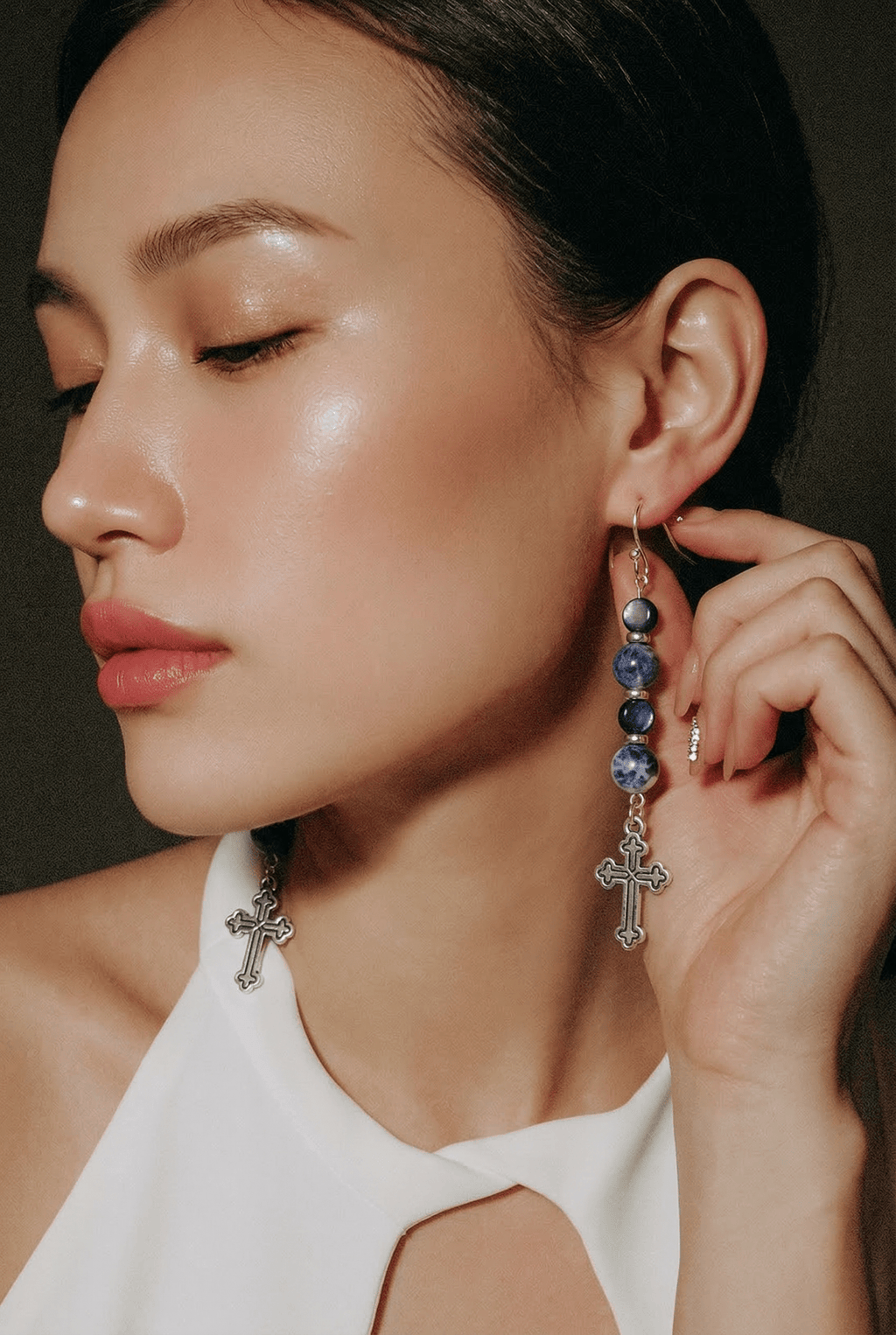 Silver Gothic Cross Earrings