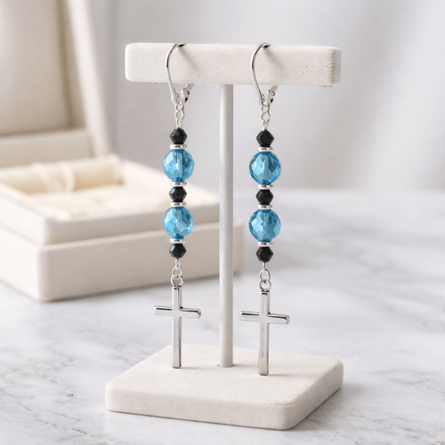 Classic Silver Cross Earrings | Mamabug ReCreations - Artisan Jewelry