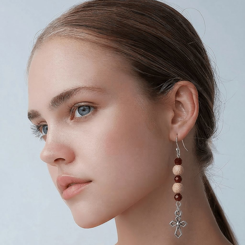 Silver Crucifix Cross Earrings