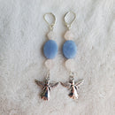 Silver Angel Earrings with Angelite and White Crystals | Mamabug ReCreations - Artisan Jewelry