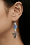Silver Angel Earrings with Angelite and White Crystals | Mamabug ReCreations - Artisan Jewelry
