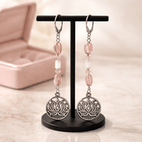 Pink and Silver Lotus Earrings