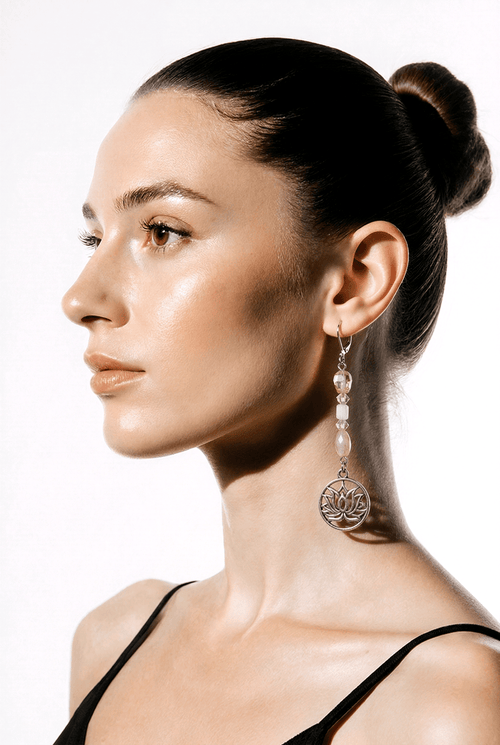 Pink and Silver Lotus Earrings | Mamabug ReCreations - Artisan Jewelry