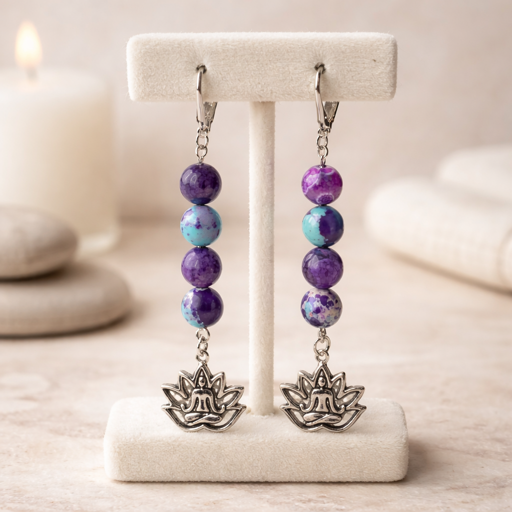 Silver Yogi Lotus Earrings