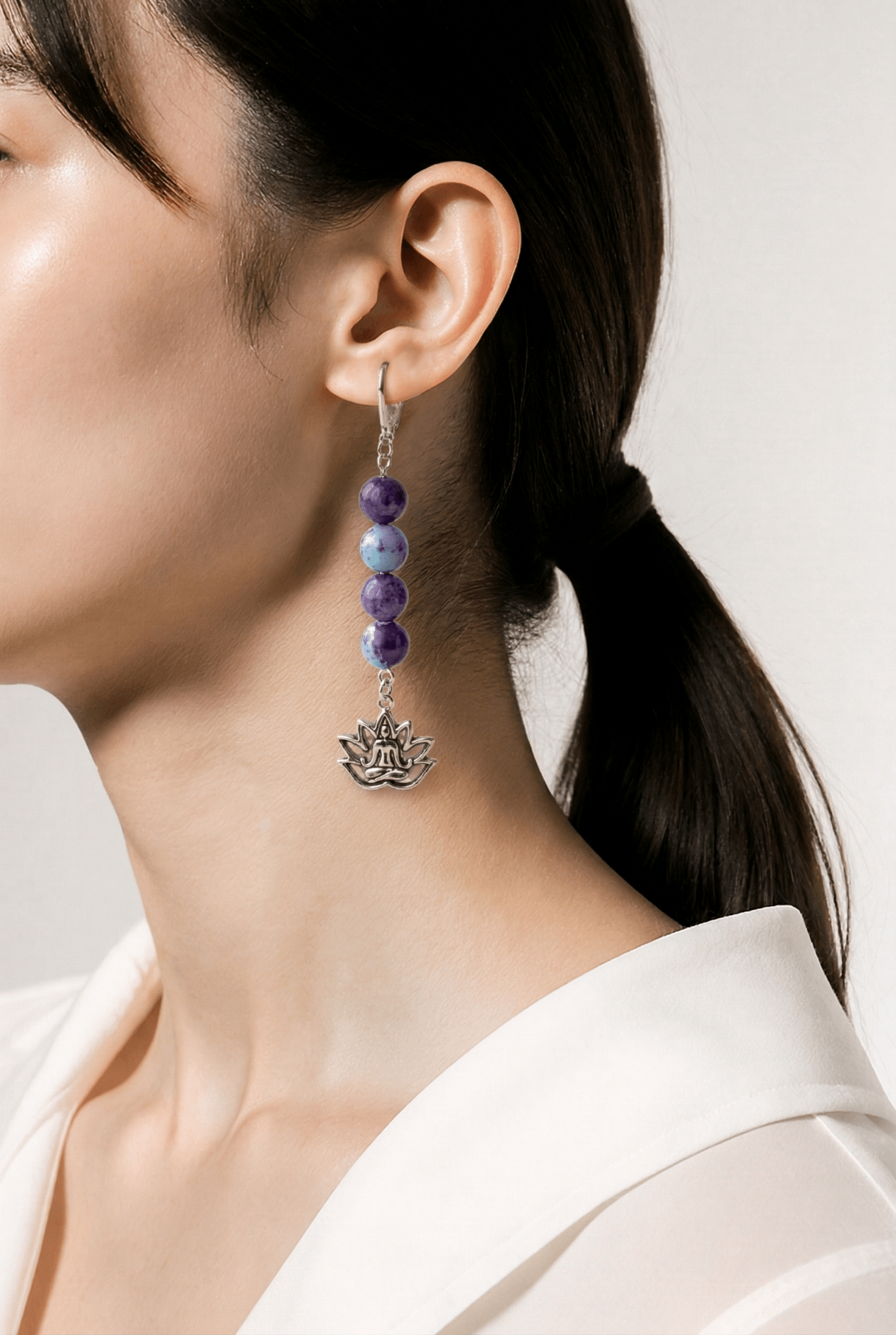 Silver Yogi Lotus Earrings | Mamabug ReCreations - Artisan Jewelry