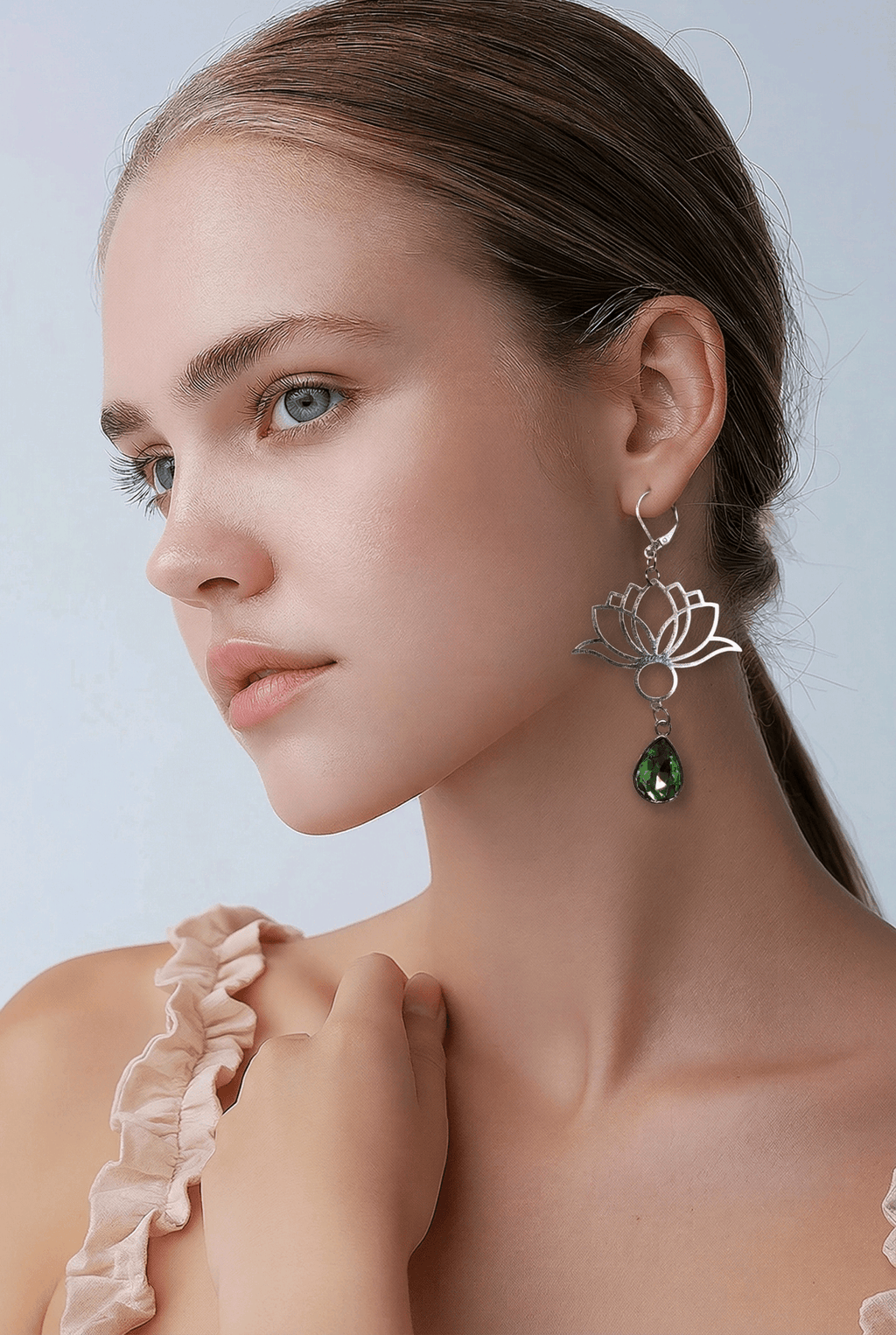Green Lotus Earrings
