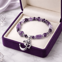 Silver Om with Purple Beads Bracelet (MW)