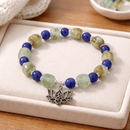 Silver Lotus and Yogi with "Earth" Glass Beads Bracelet (MW) | Mamabug ReCreations - Artisan Jewelry