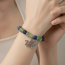 Silver Lotus and Yogi with "Earth" Glass Beads Bracelet (MW) | Mamabug ReCreations - Artisan Jewelry