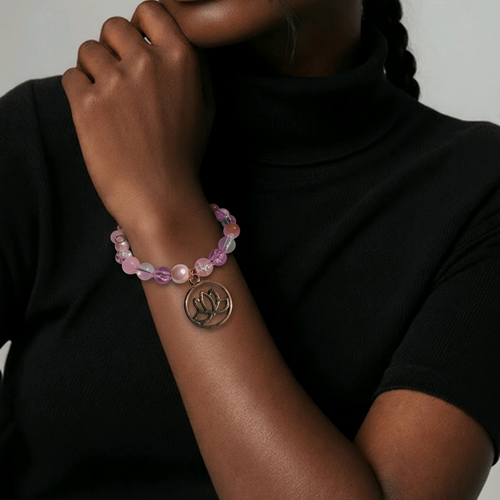 Gold Lotus in Pink Bracelet (MW) | Mamabug ReCreations - Artisan Jewelry