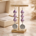 White and Purple Lotus Earrings